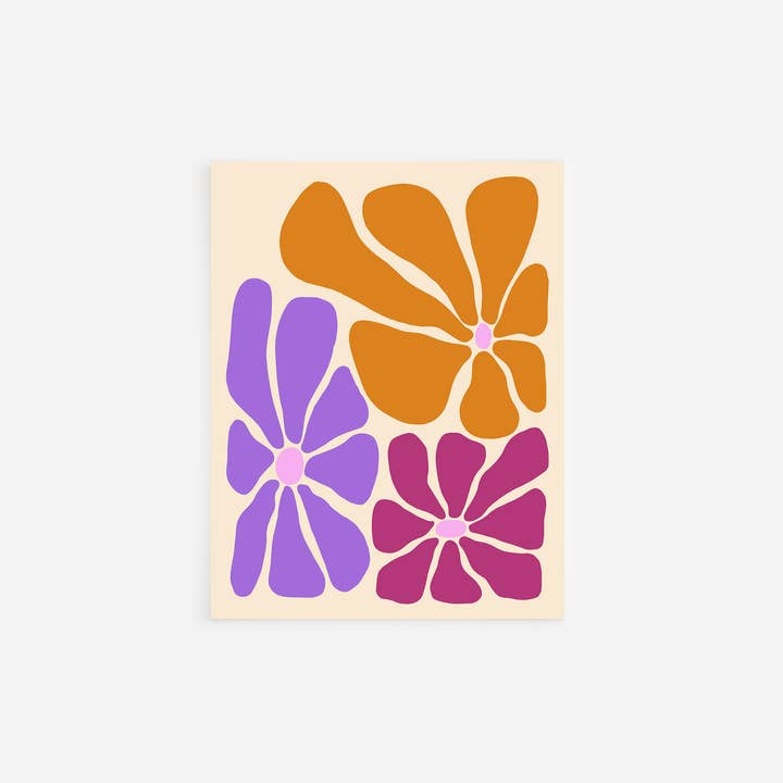 BRUSH & BIRD CARD BLANK RETRO VIBRANT FLOWER