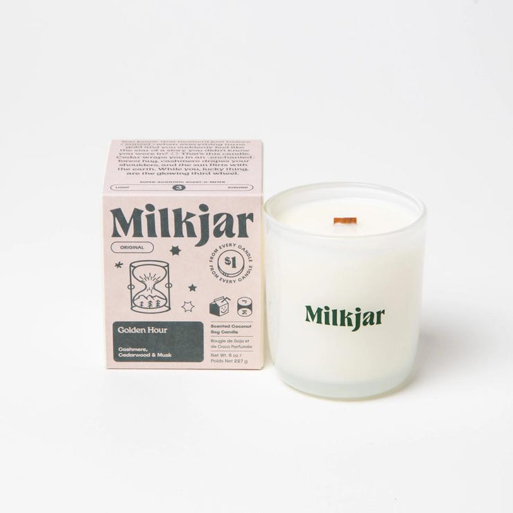 MILK JAR 8 OZ. SOY CANDLE GOLDEN HOUR