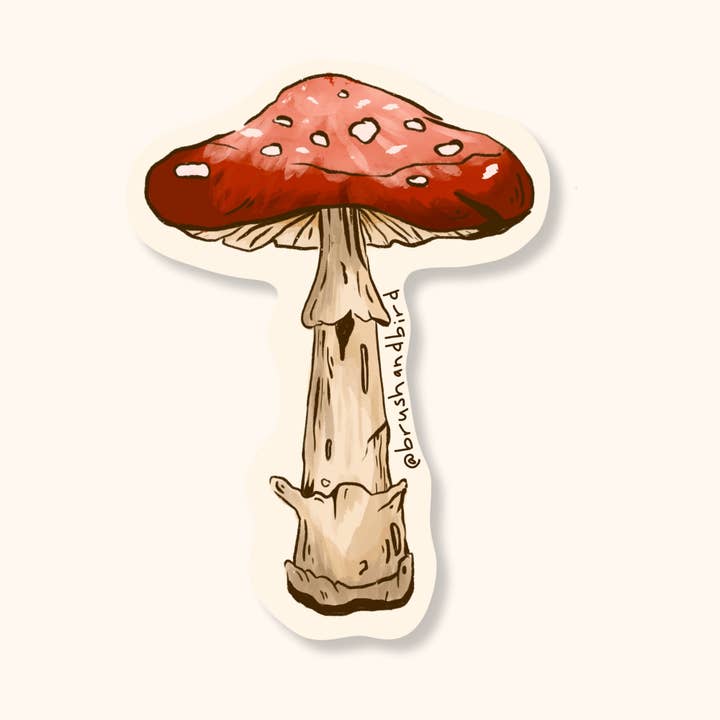 BRUSH & BIRD STICKER MUSHROOM AMANITA MUSCARIA