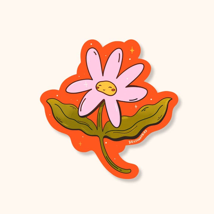 BRUSH & BIRD STICKER SMILING FLOWER