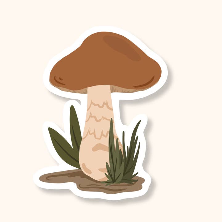 BRUSH & BIRD STICKER BROWN MUSHROOM