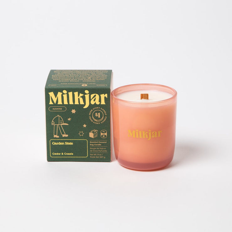 MILK JAR 8 OZ. SOY ELEVATED CANDLE GARDEN STATE